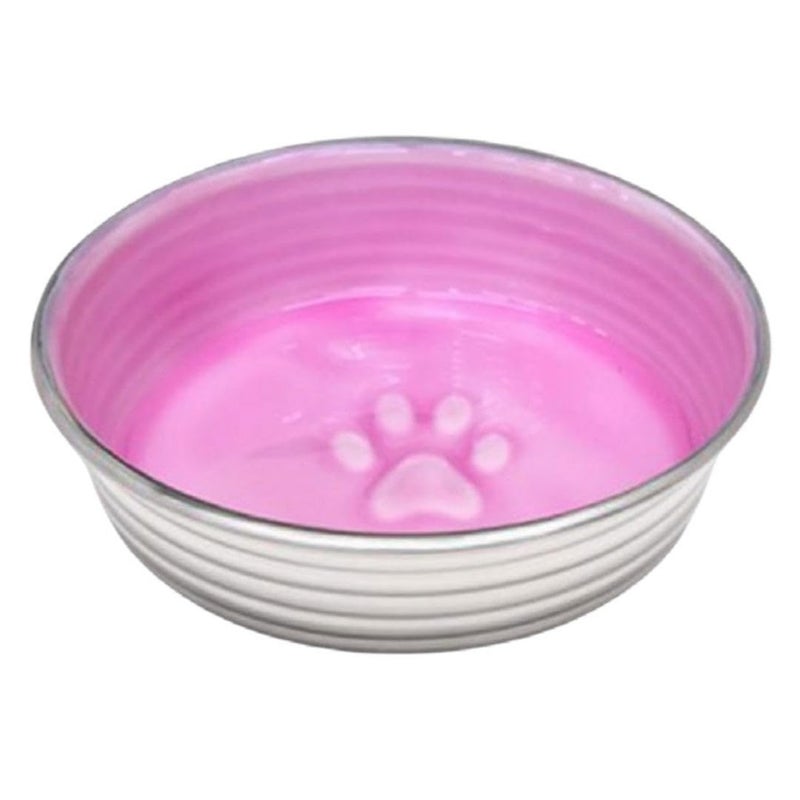 Loving Pets - Le BOL Dog Food Water Bowl Enamel Ceramic Bowl No Tip Stainless Steel Pet Bowl No Skid Spill Proof (Large, Rose)